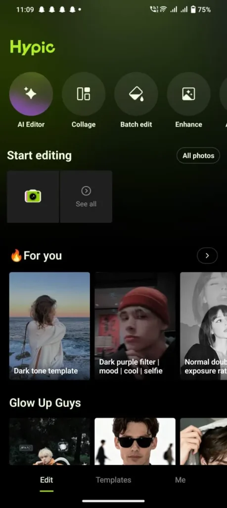 Hypic MOD APK Hypic – Photo Editor & AI Art 5 Hypic AI photo editor home screen interface with editing tools