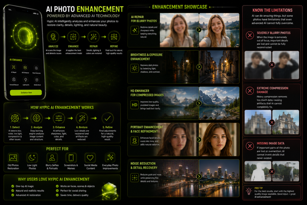 Can Hypic Improve Low-Quality and Blurry Photos? 3 Comparison showing image quality improvements possible with Hypic AI enhancement