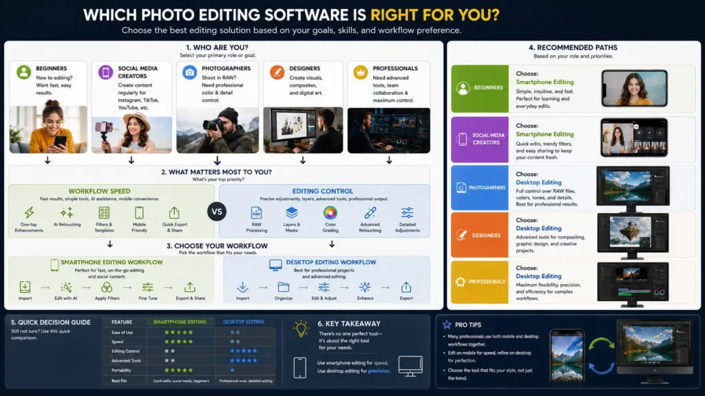 Decision guide comparing Hypic and Photoshop for beginners creators and professionals