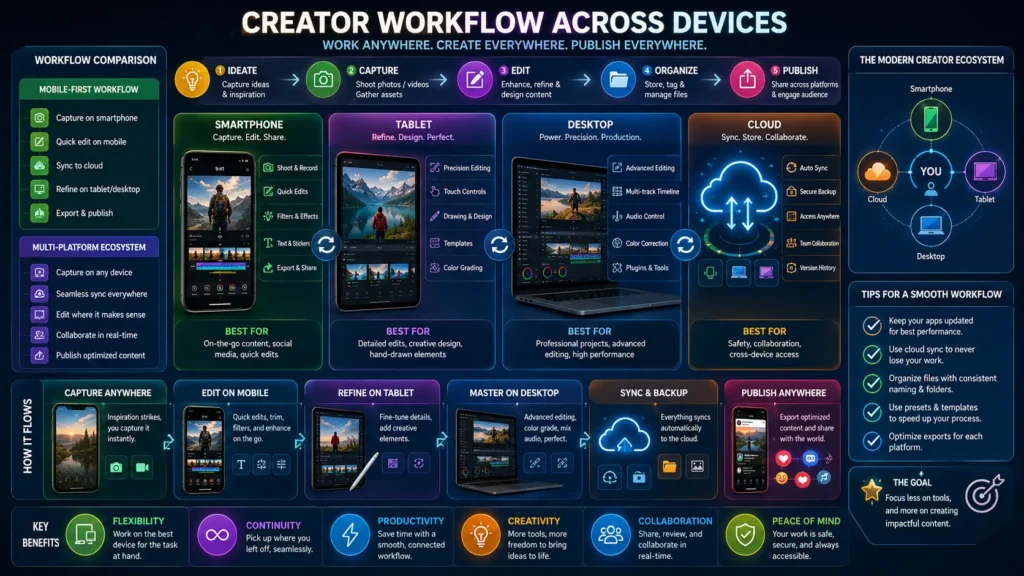 Infographic showing Hypic and Picsart compatibility across mobile and desktop devices