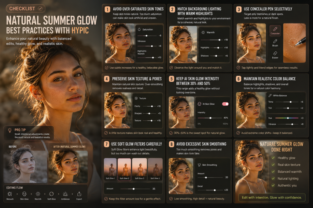Best practices for creating realistic summer glow effects in Hypic